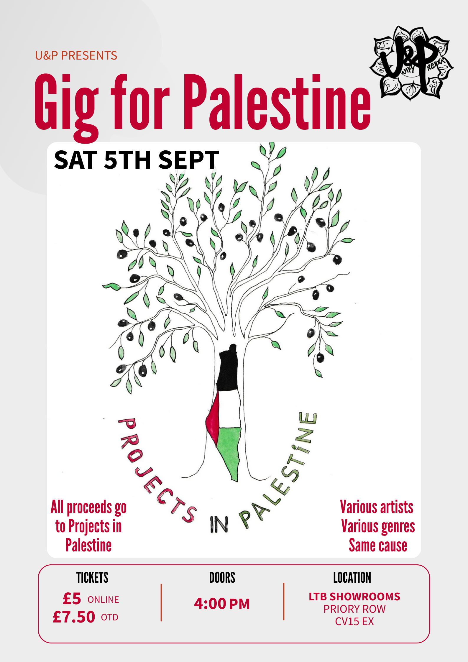 Gig for Palestine at the LTB Showrooms, Priory Row, Coventry